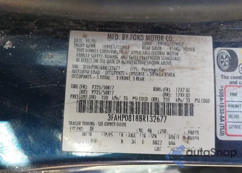 2008 Ford Fusion Sel from USA, damaged, VIN 3FAHP08188R132677
